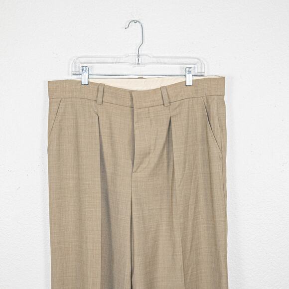Nanushka Cropped Wide Leg Pleated Trouser Band Sand Beige 52 - Picture 5 of 11